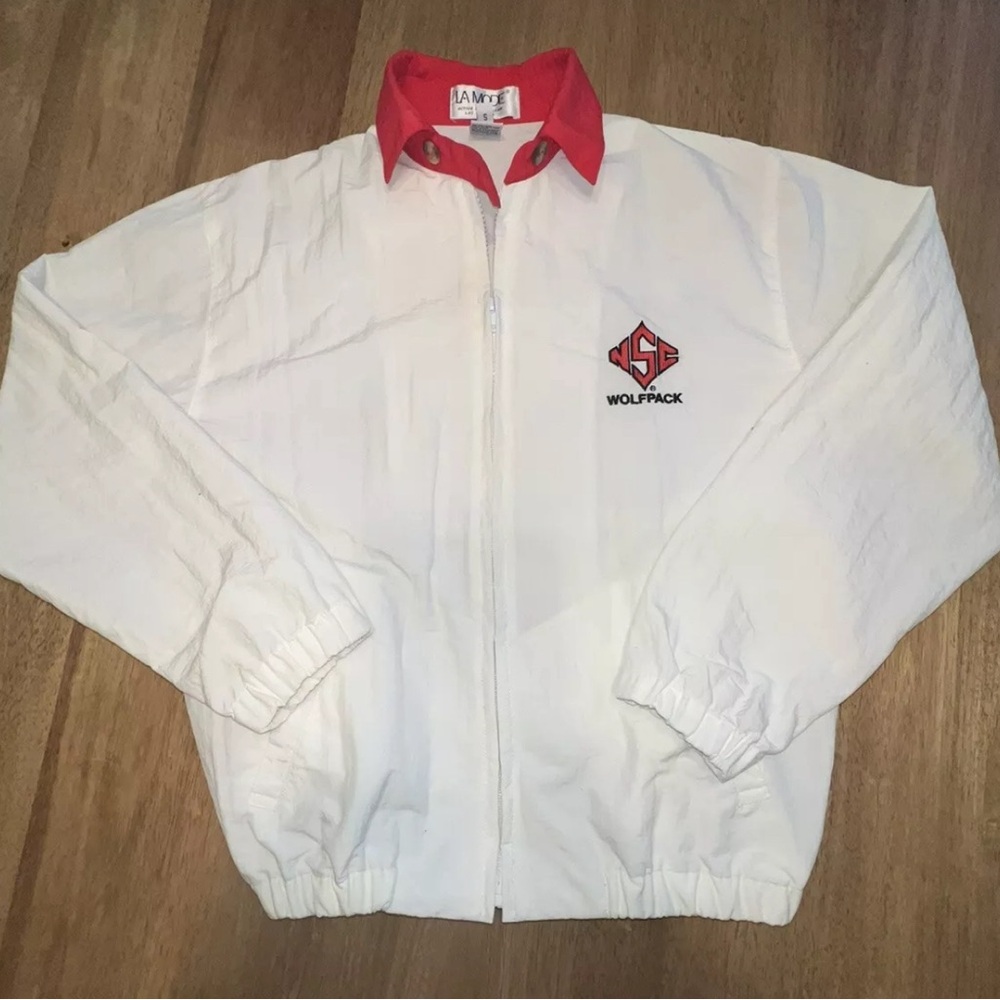 NC State Wolfpack Vintage Nylon Jacket Zip Up Old Logo La Mode USA‎ Size Small
